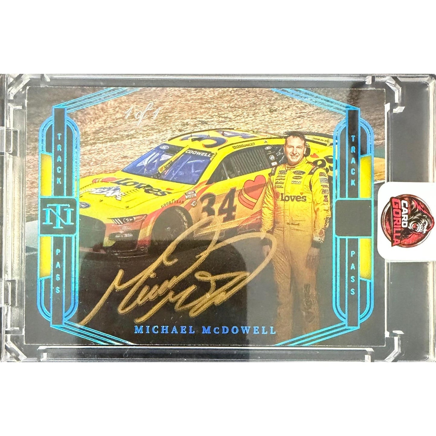 2023 National Treasures Michael McDowell Signatures Track Pass Platinum Blue 1/1