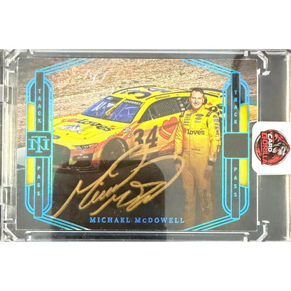 2023 National Treasures Michael McDowell Signatures Track Pass Platinum Blue 1/1