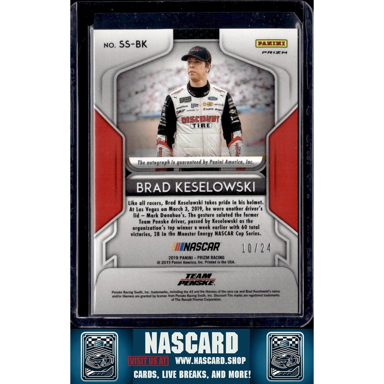 2019 Panini Prizm #SS-BK Brad Keselowski Signing Sessions Rainbow Prizm - NASCARD.shop
