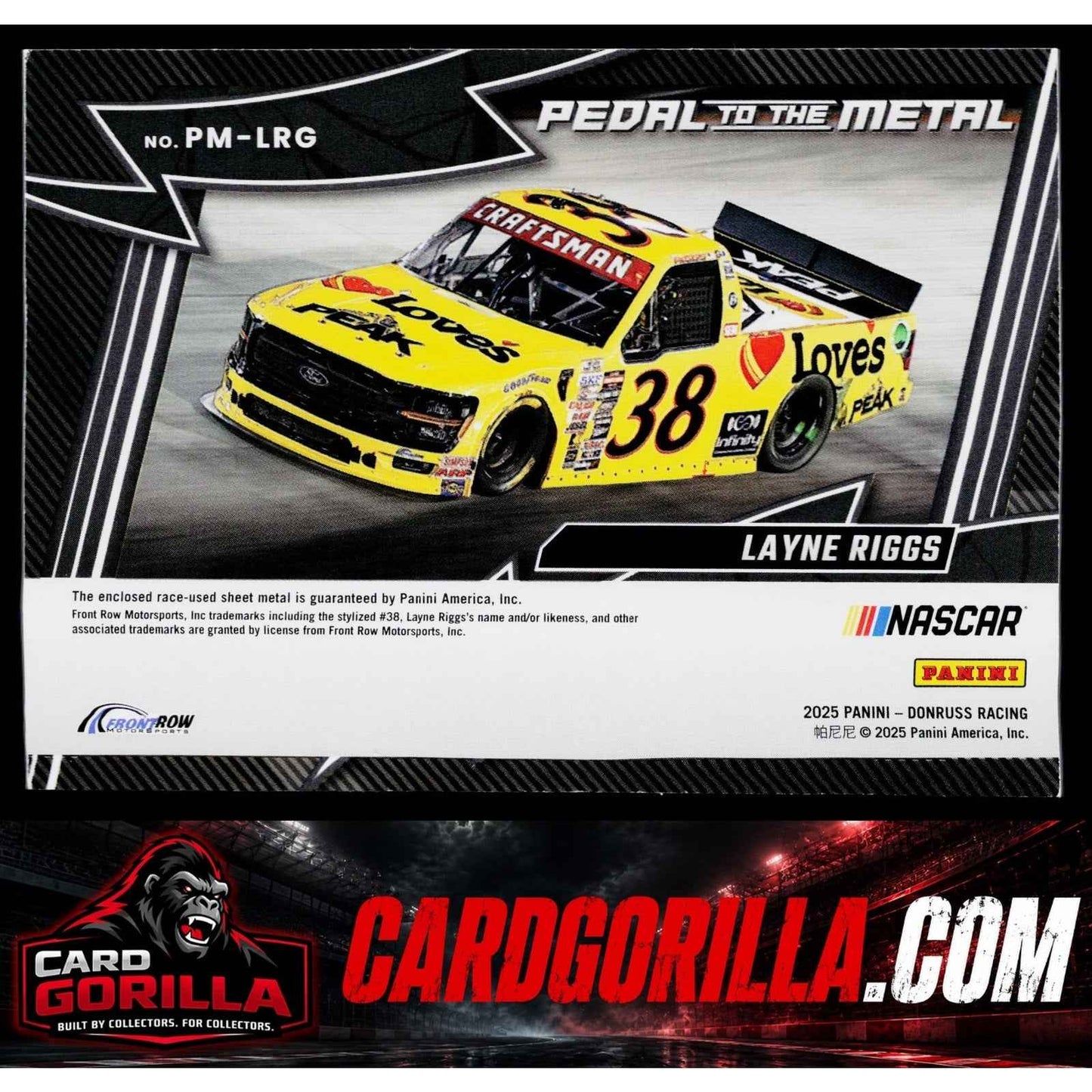 2026 Donruss #PM-LRG Layne Riggs Pedal To The Metal Materials