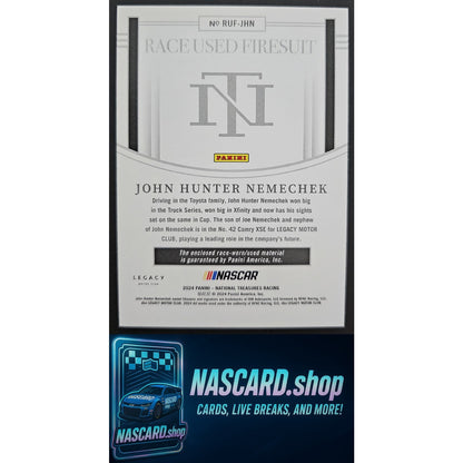 2024 National Treasures John Hunter Nemechek Race Used Firesuit Platinum 1/1 - NASCARD.shop