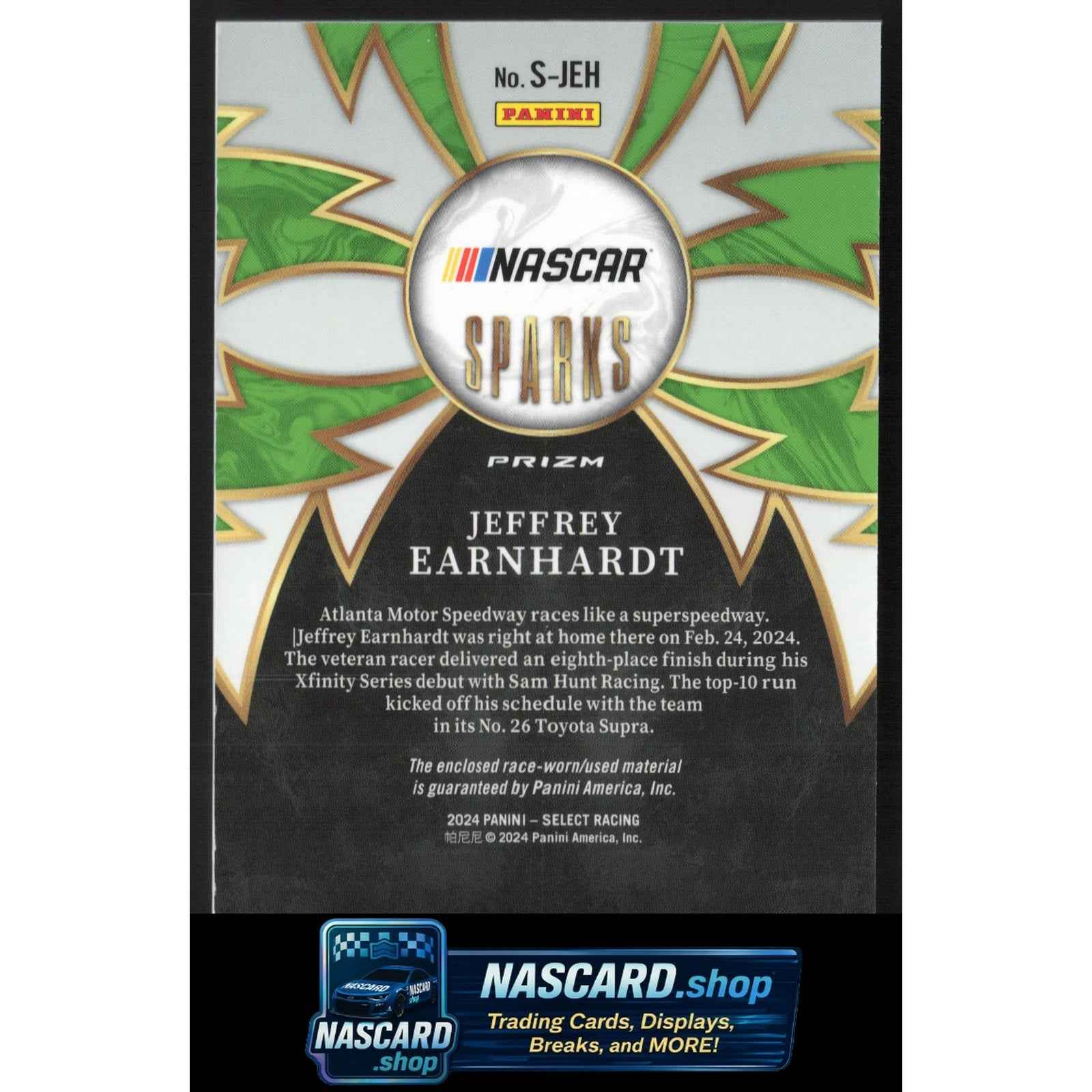 2024 Panini Select #S-JEH Jeffrey Earnhardt Sparks Flash Prizms