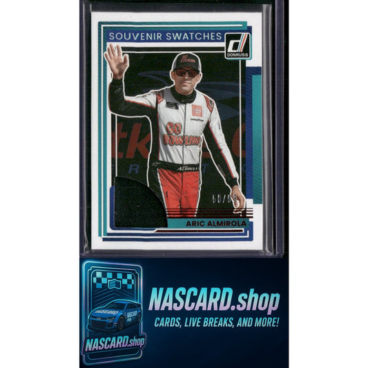 2025 Donruss #SV-AAL Aric Almirola Souvenir Swatches Red #/99 - NASCARD.shop