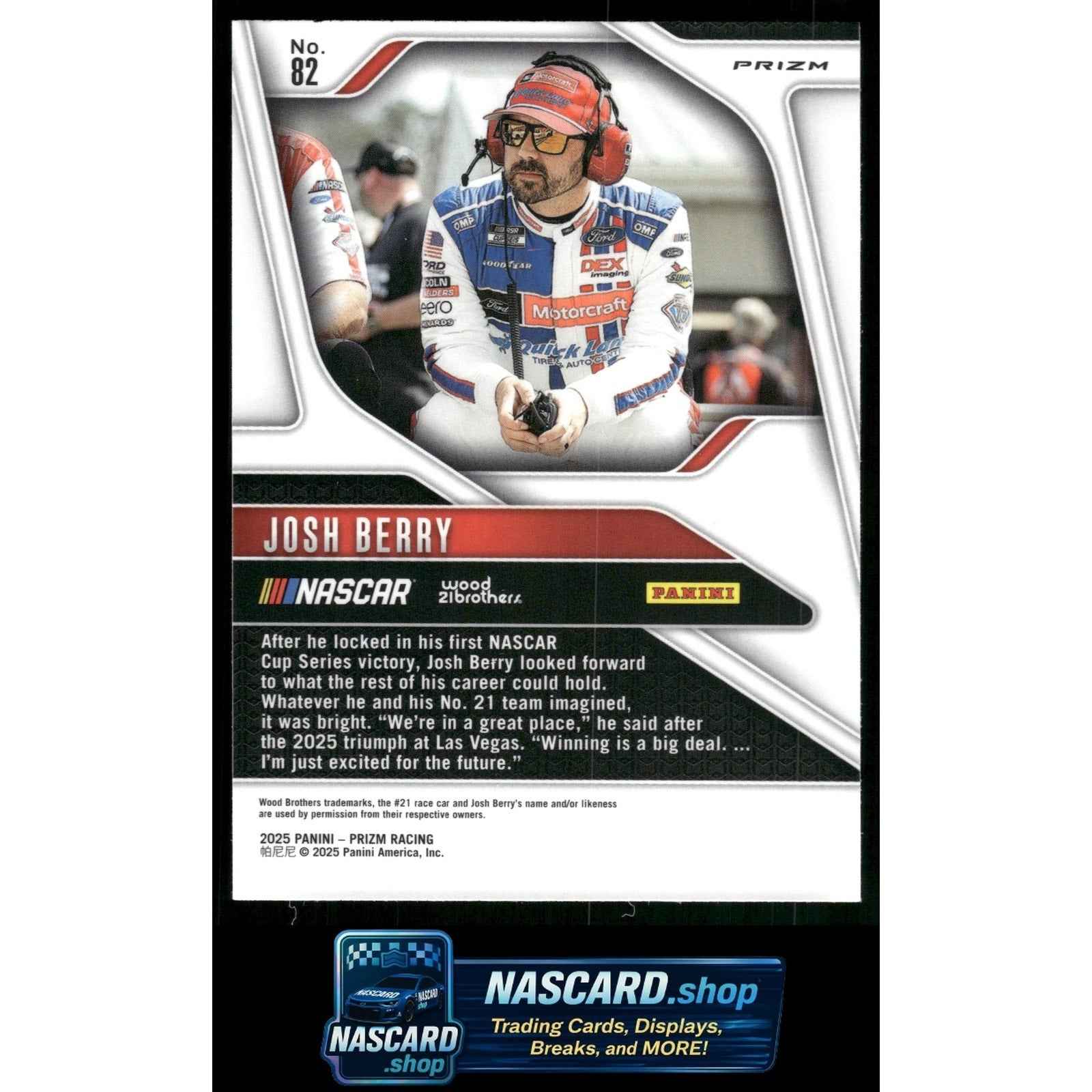 2025 Panini Prizm #82 Josh Berry White Sparkle