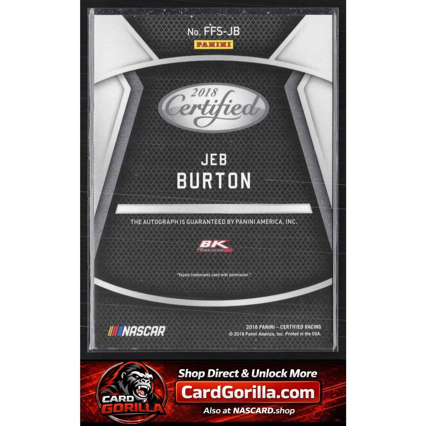 2018 Panini Certified #FFS-JB Jeb Burton Fresh Faces Signatures Red #/60