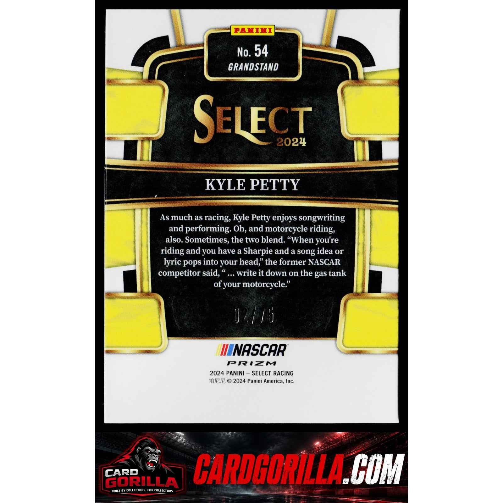2024 Panini Select #54 Kyle Petty Neon Green Prizms #/75