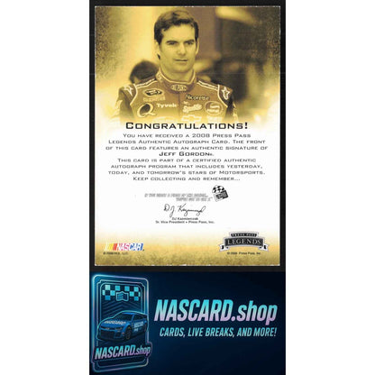 2008 Press Pass Legends Jeff Gordon #24 Autographs Black Inscriptions #10/10