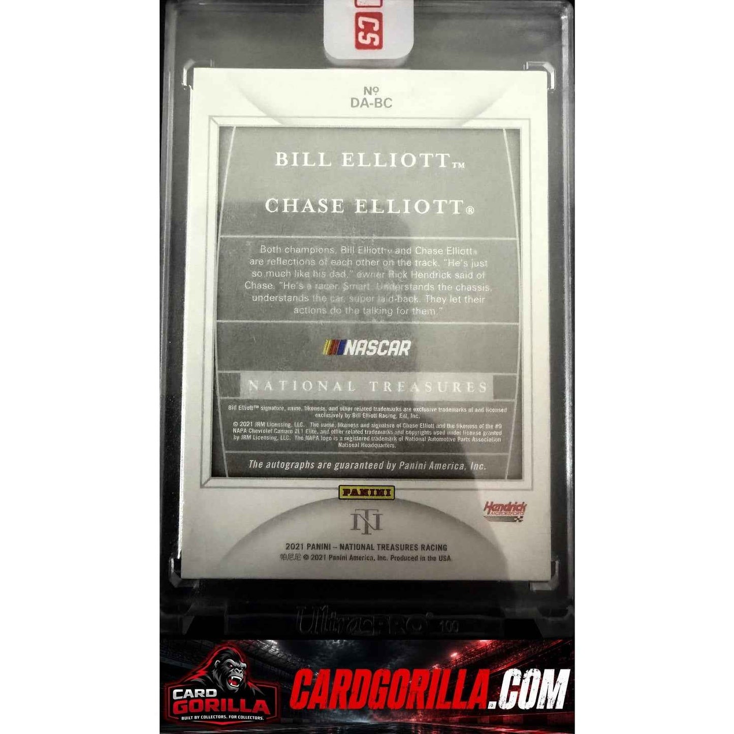 2021 National Treasures Bill Elliott Chase Elliott Dual Autographs Holo Gold #/5