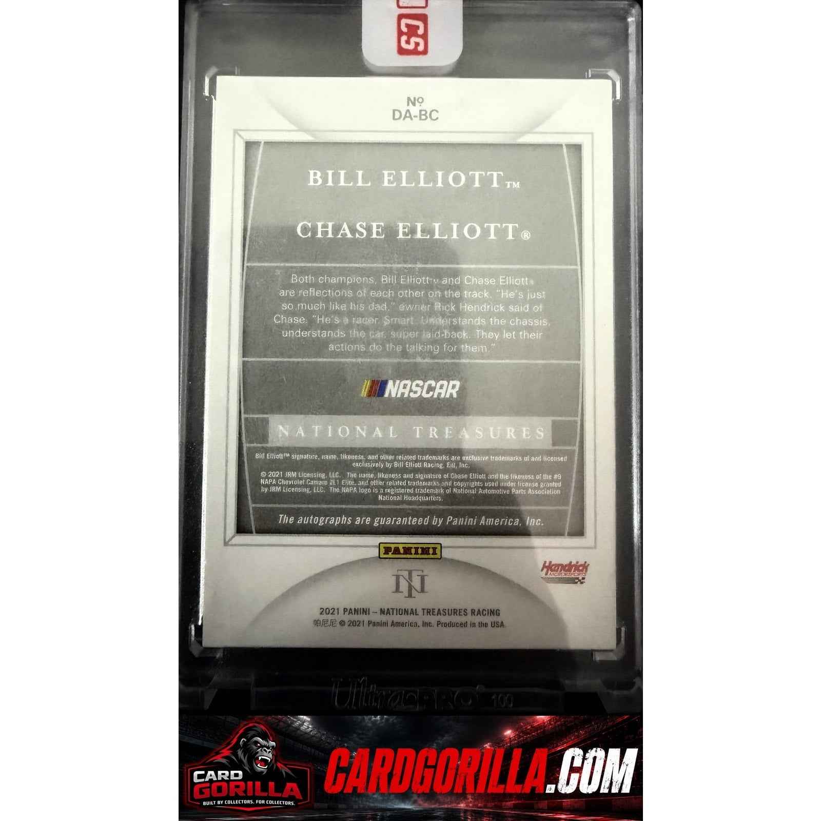 2021 National Treasures Bill Elliott Chase Elliott Dual Autographs Holo Gold #/5