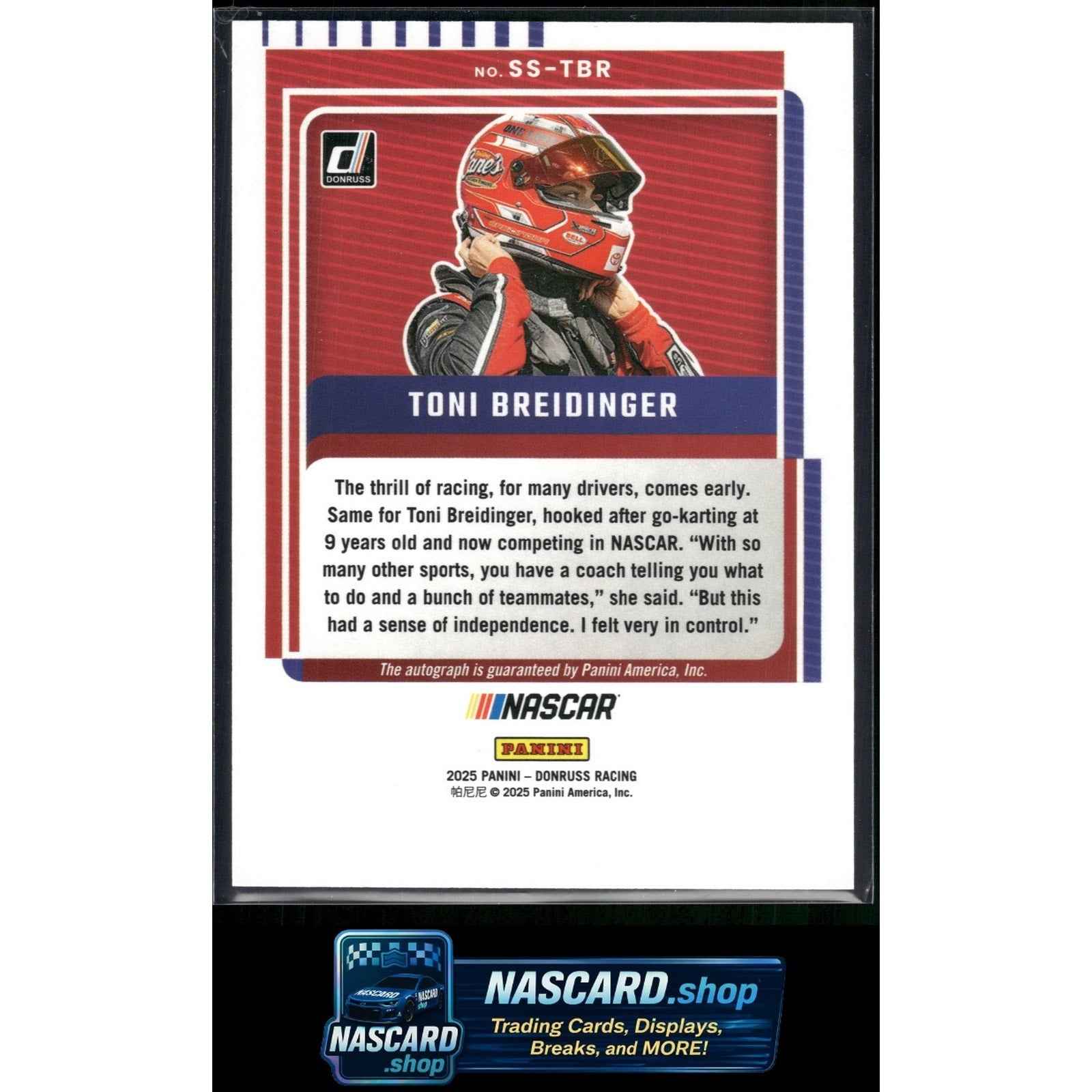 2025 Donruss #SS-TBR Toni Breidinger Signature Series Red Xplosion #/49