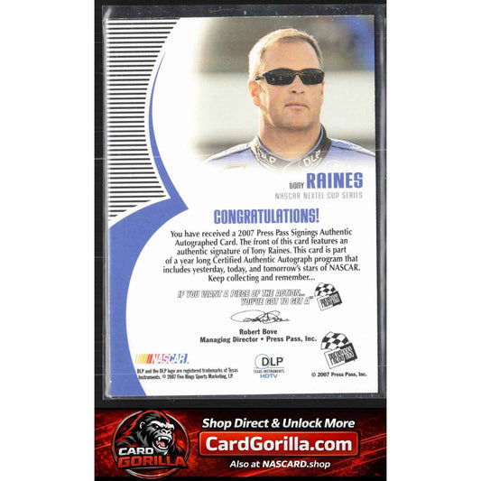 2006 Press Pass #NNO Tony Raines Signings Gold #/50