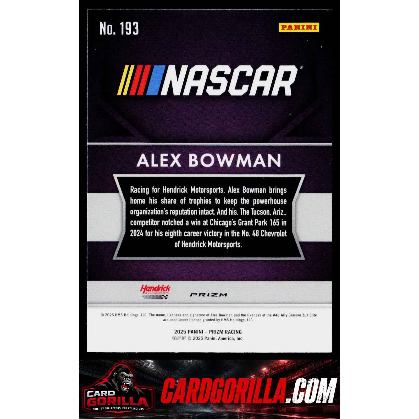 2025 Panini Prizm #193 Alex Bowman White Sparkle