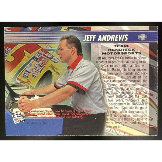 1996 Press Pass VIP Jeff Andrews #NNO Auto