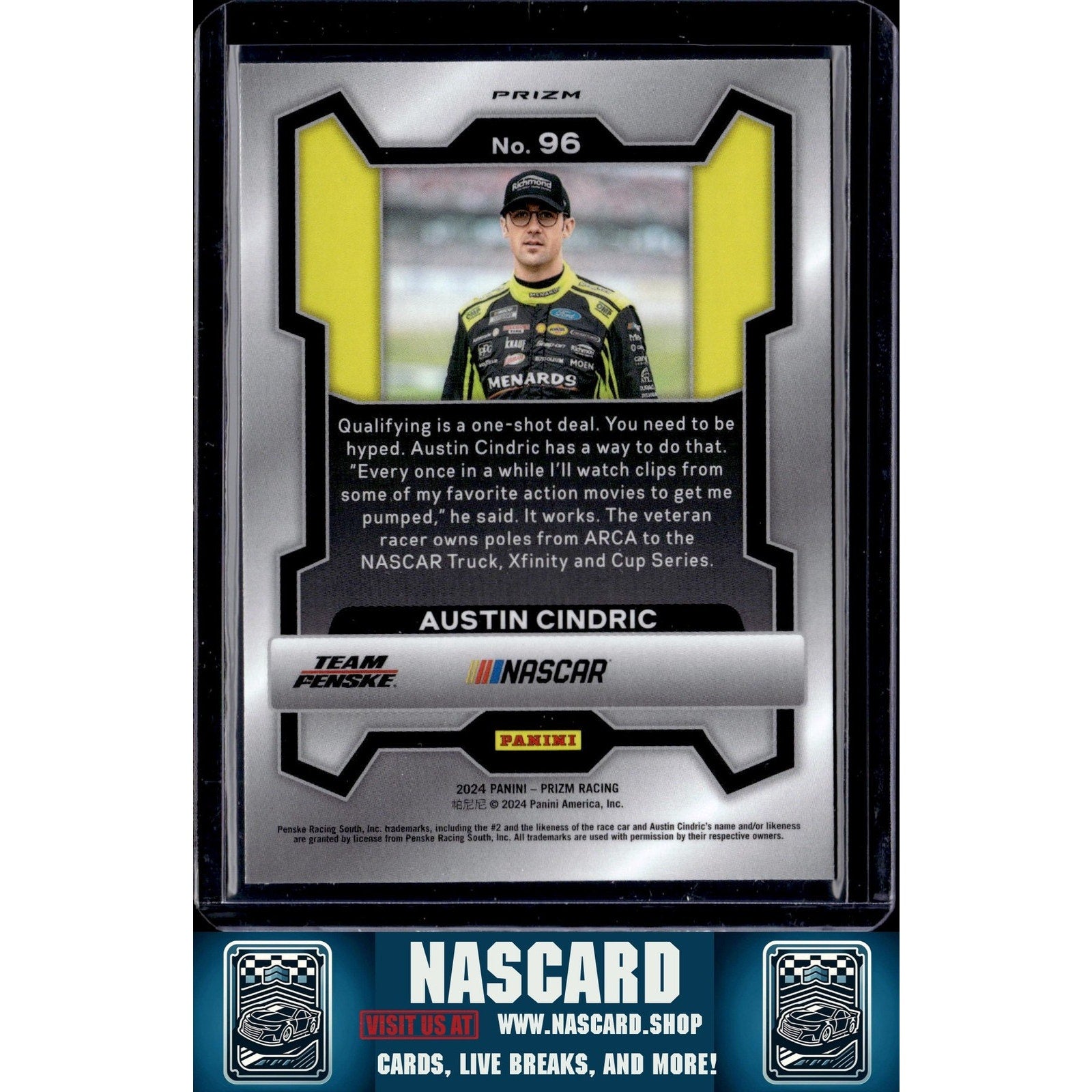 2024 Panini Prizm #96 Austin Cindric White Sparkle - NASCARD.shop