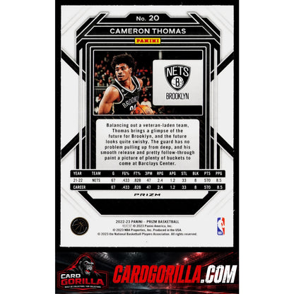 2022-23 Panini Prizm #20 Cameron Thomas Prizms Red Sparkle