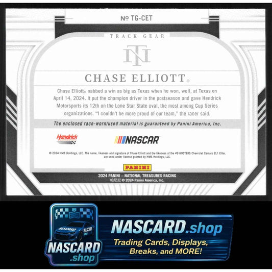 2024 Panini National Treasures #TG-CET Chase Elliott Track Gear Holo Silver #/25