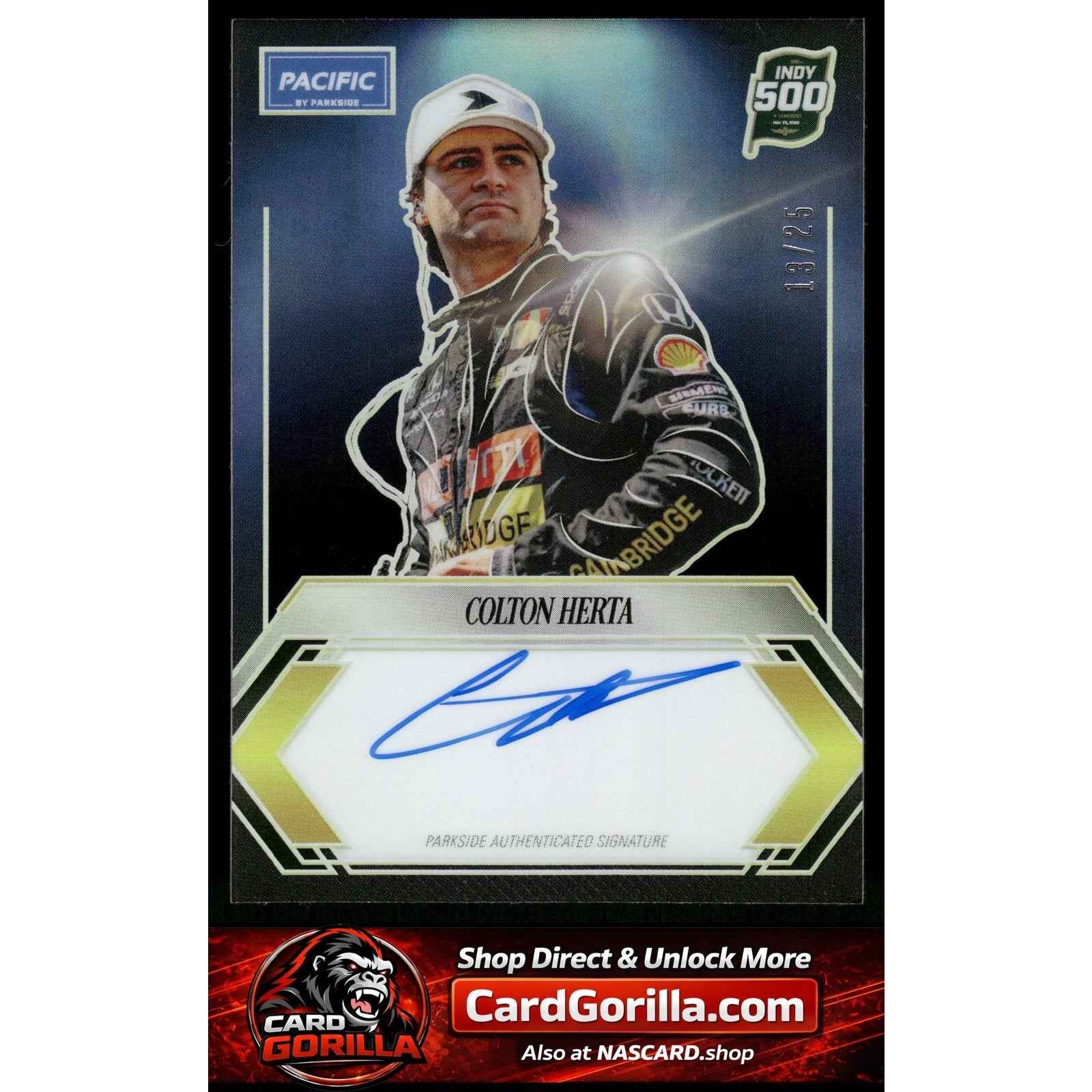 2025 Parkside Indy 500 Pacific #PP-CH Colton Herta Signature Series Blue #/25
