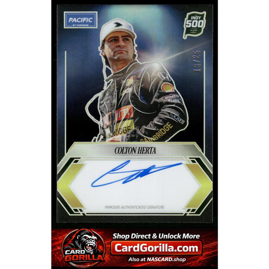 2025 Parkside Indy 500 Pacific #PP-CH Colton Herta Signature Series Blue #/25