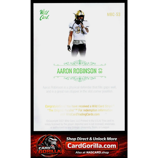 2021 Wild Card Matte #MBC-53 Aaron Robinson 10 Stripe Black #/125