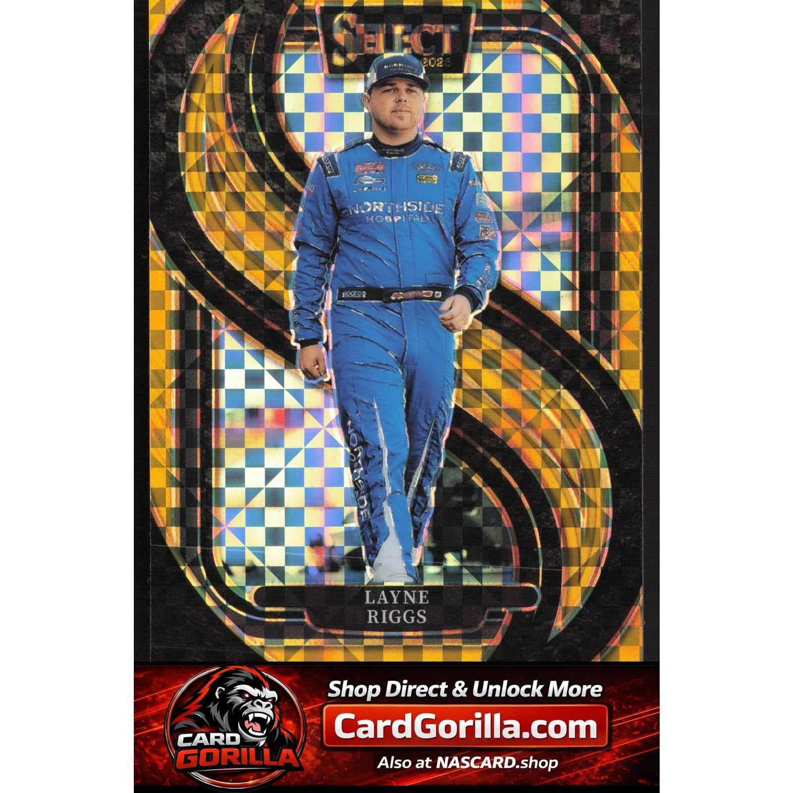 2025 Panini Select #209 Layne Riggs Gold Power Plaid #/13