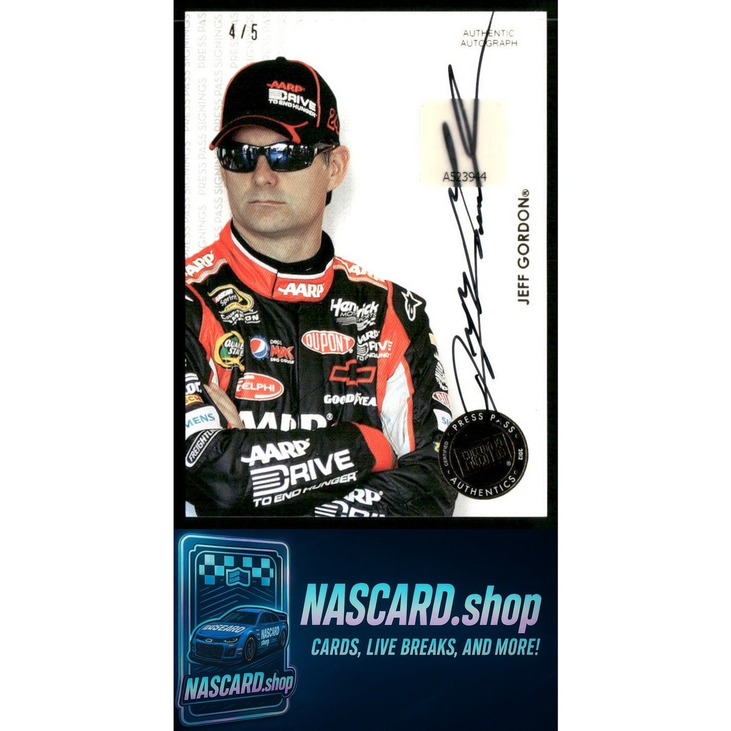2013 Press Pass Jeff Gordon Press Pass Signings Gold #/5 - Card Gorilla
