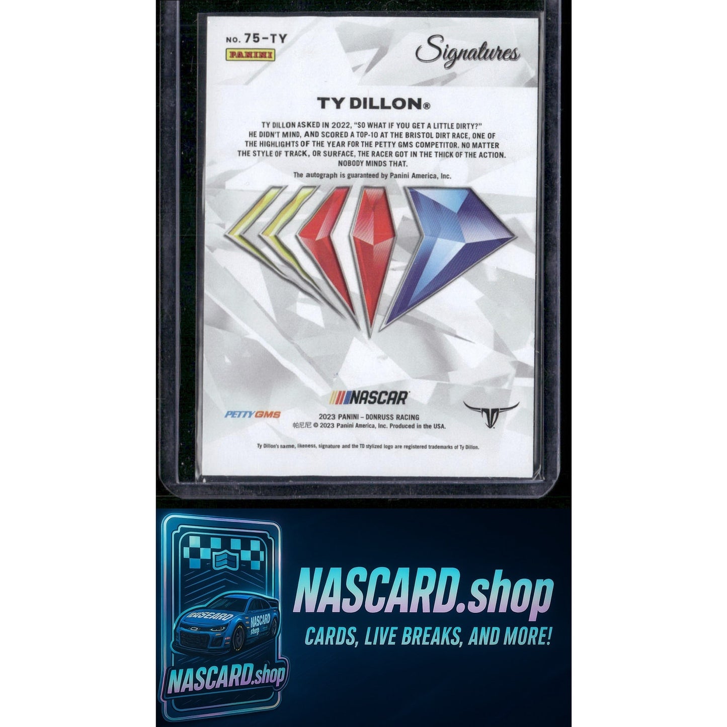 2023 Panini Prizm #75-TY Ty Dillon NASCAR 75th Anniversary Signatures - Card Gorilla