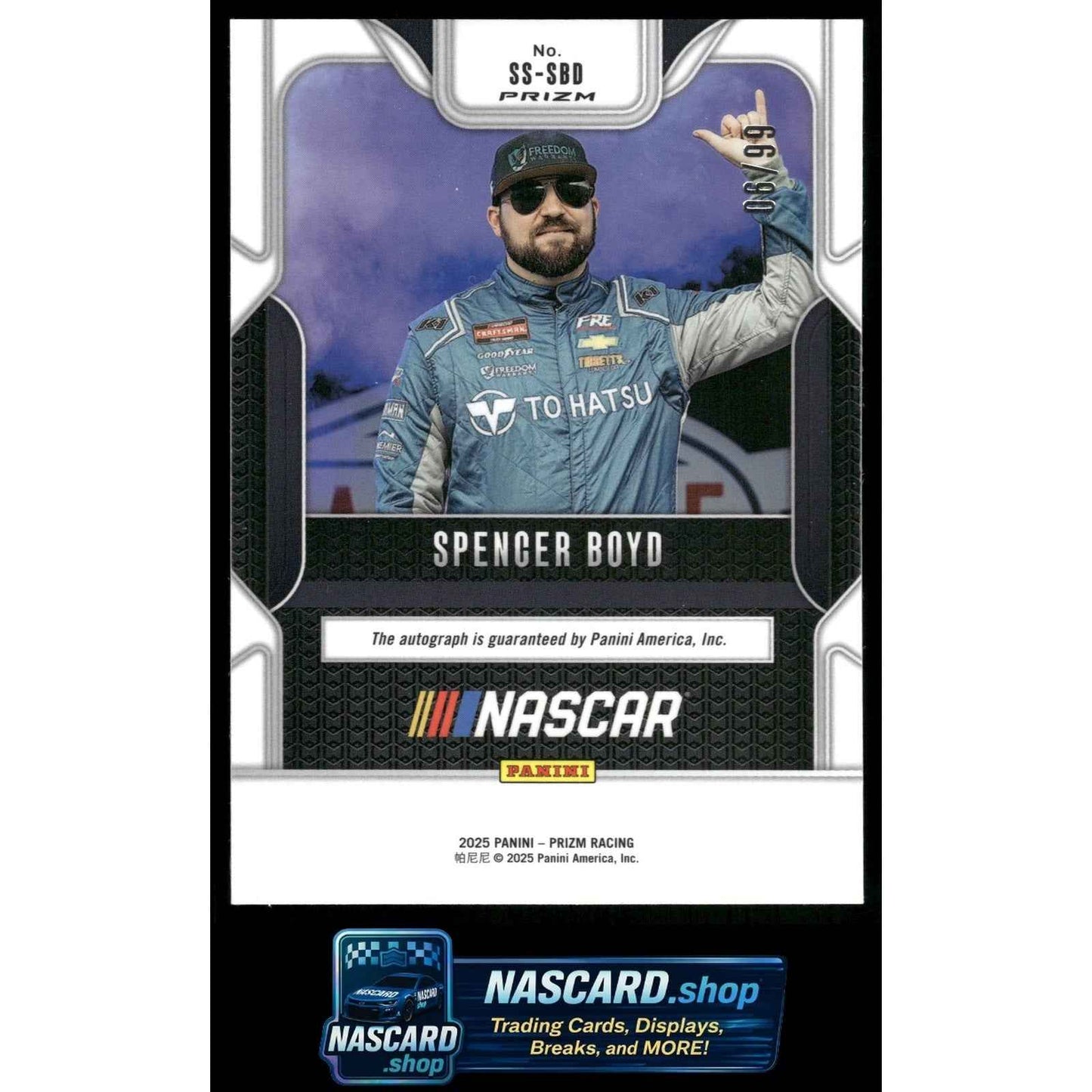 2025 Panini Prizm #SS-SBD Spencer Boyd Sensational Signatures Red #/99