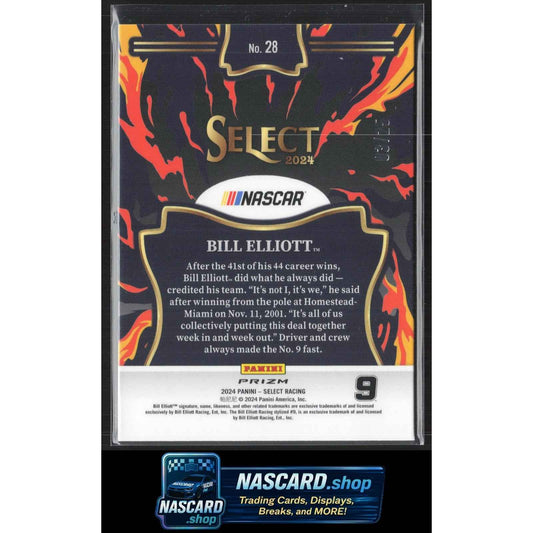 2024 Panini Select #28 Bill Elliott En Fuego Tie-Dye Prizms #/25