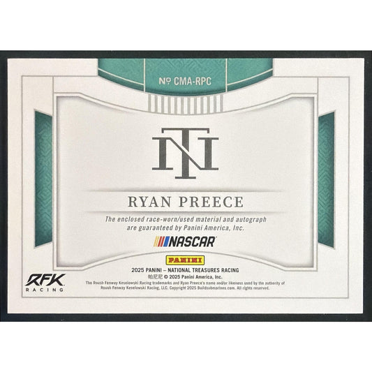 2025 Panini National Treasures Ryan Preece #22 Colossal Material Auto 43/99 MEM