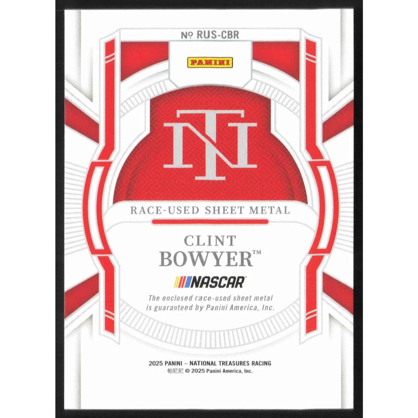 2025 Panini National Treasures Clint Bowyer Race Used Sheet Metal Blue #/75