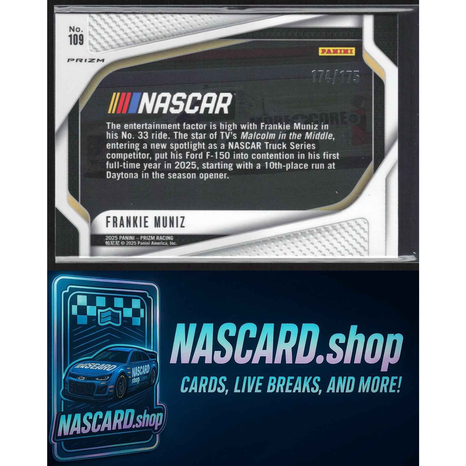 2025 Panini Prizm Rides #109 Frankie Muniz Red Power #/175 RC