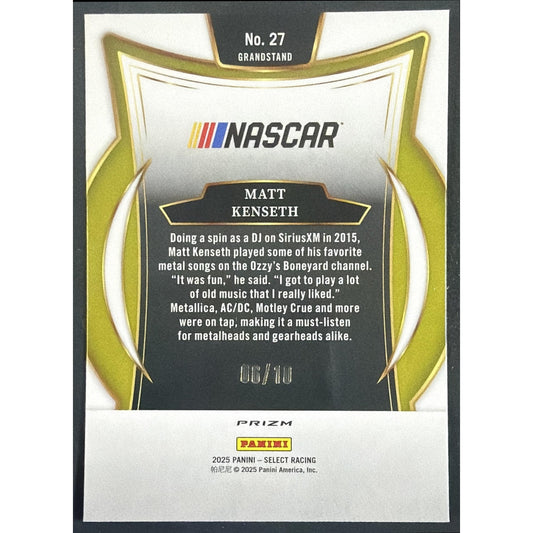 2025 Panini Select Matt Kenseth #27 Grandstand Gold Prizms 6/10