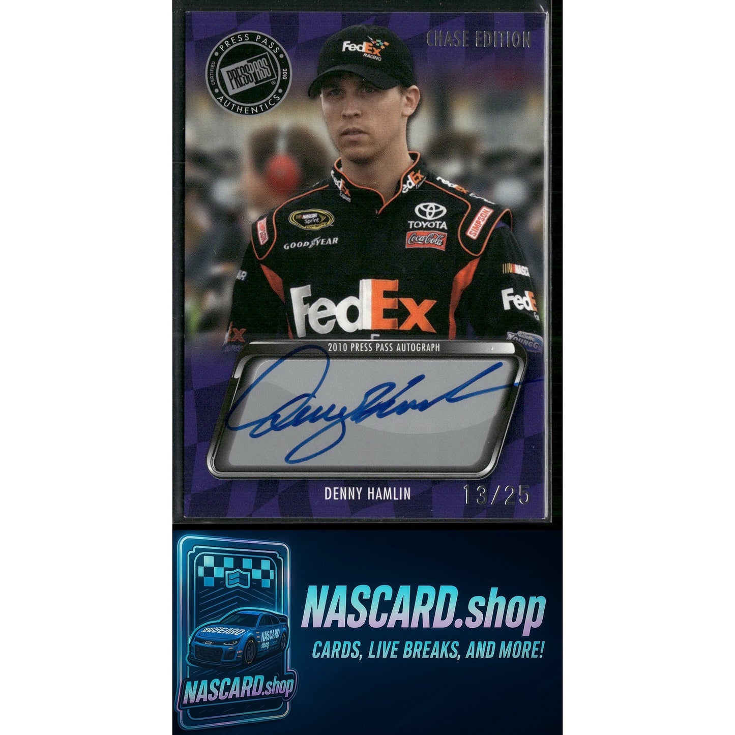 2010 Press Pass Denny Hamlin Autographs Chase Edition - NASCARD.shop