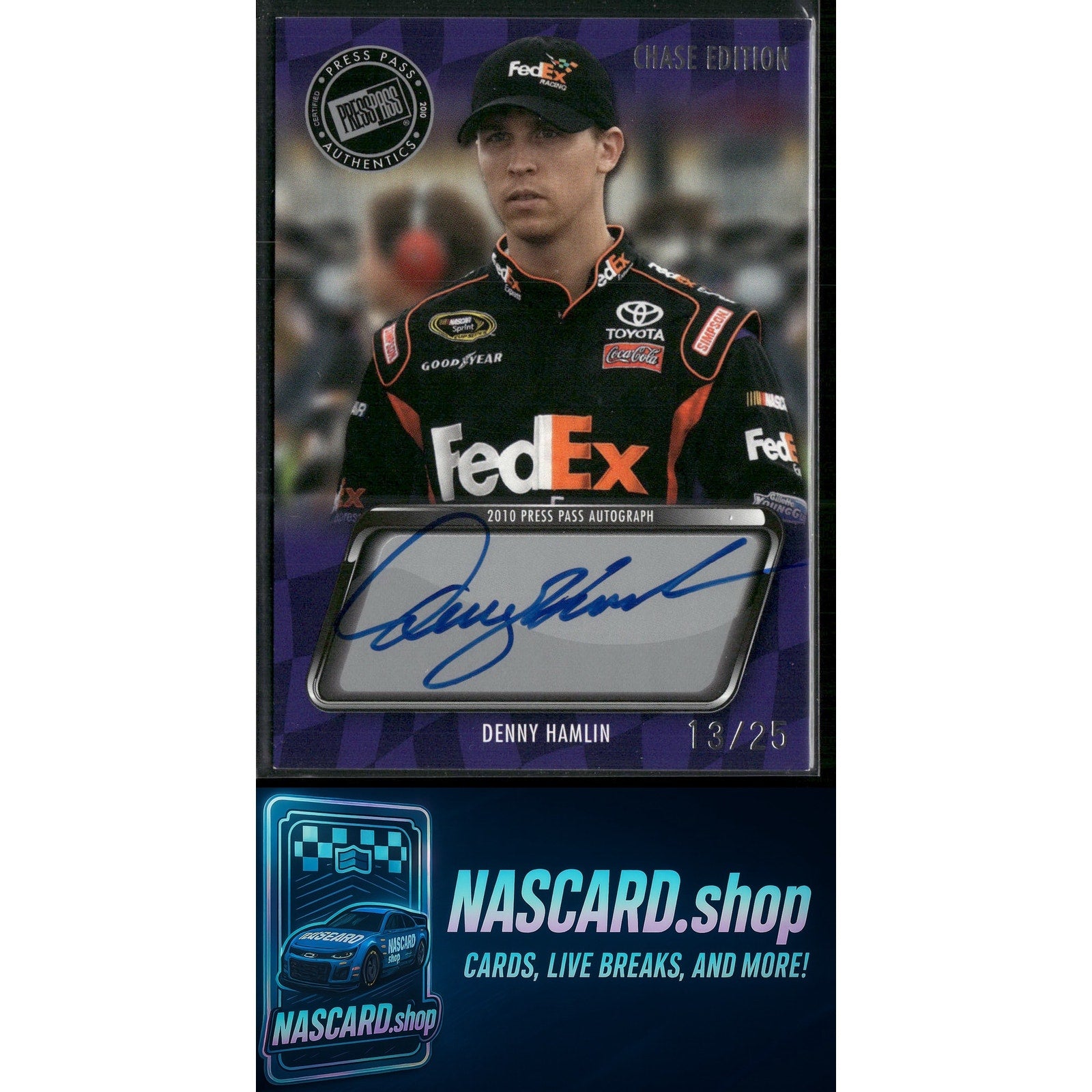 2010 Press Pass Denny Hamlin Autographs Chase Edition - NASCARD.shop