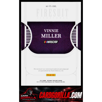 2023 Panini National Treasures #FS-VML Vinnie Miller Firesuit Signatures #/99