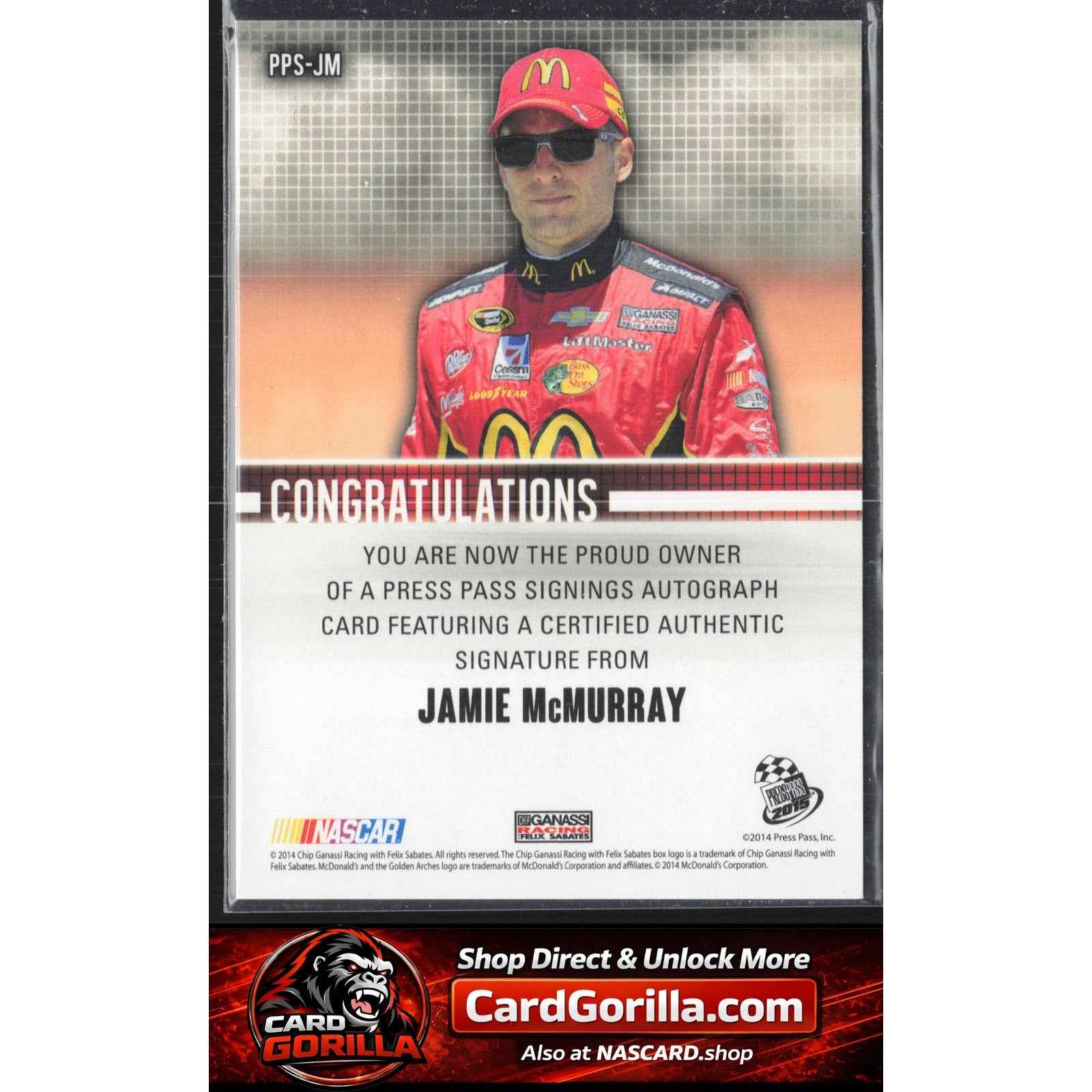 2015 Press Pass Cup Chase Jamie McMurray Press Pass Signings Melting #/10