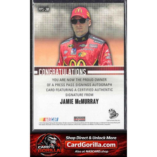2015 Press Pass Cup Chase Jamie McMurray Press Pass Signings Melting #/10
