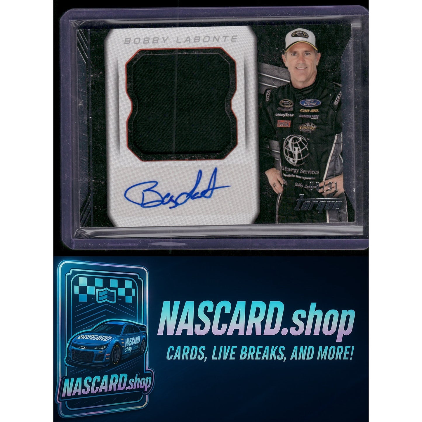2016 Panini Torque #JPS-BL Bobby Labonte Jumbo Firesuit Signatures #/91 - NASCARD.shop