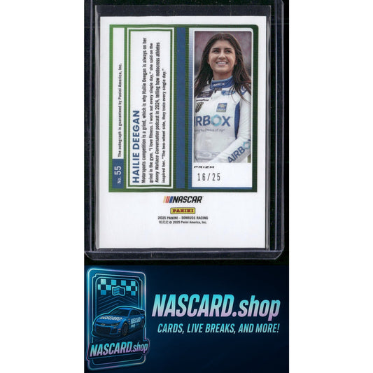 2025 Donruss #55 Hailie Deegan Optic Signatures Pandora #/25 - NASCARD.shop