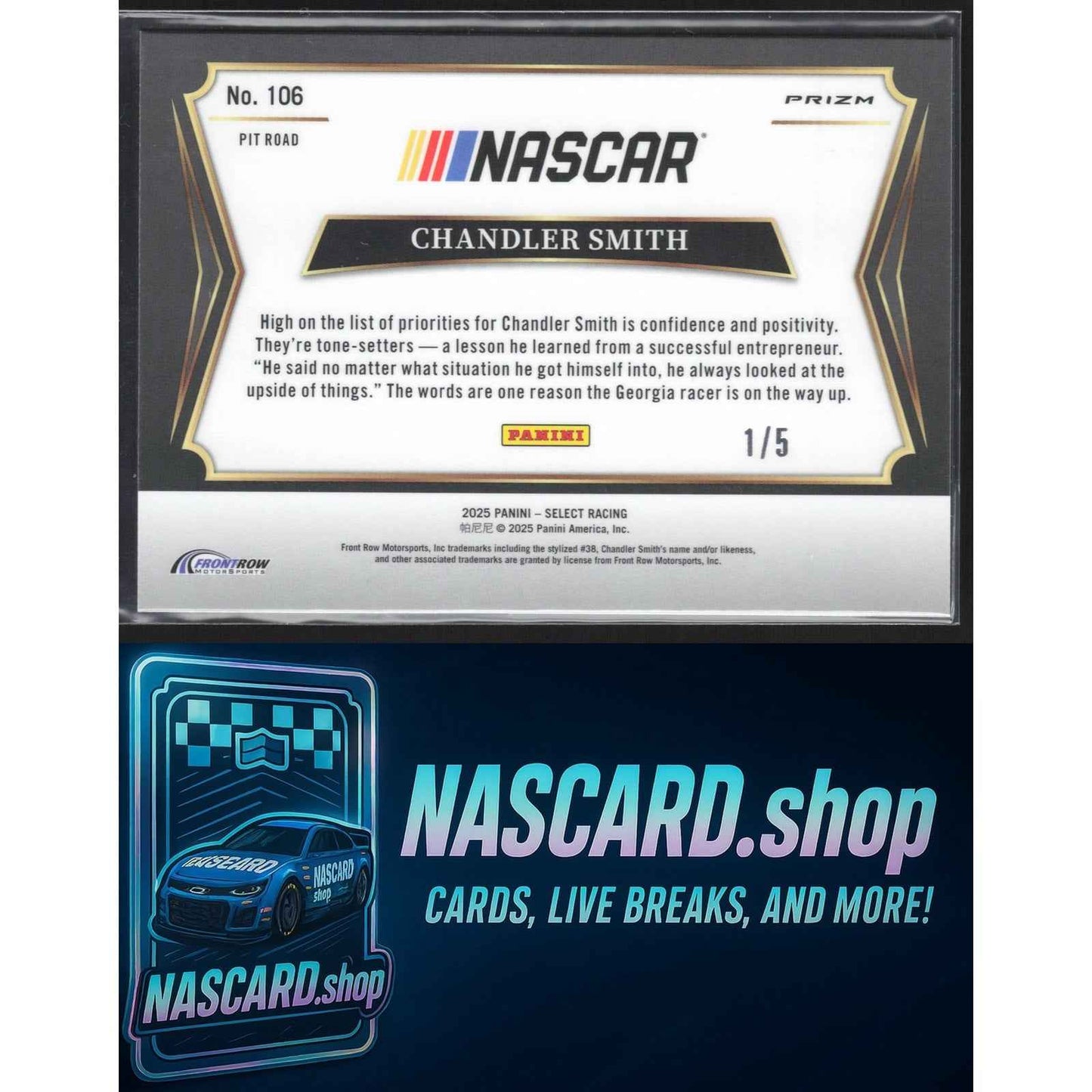 2025 Panini Select #106 Chandler Smith Green Prizms #/5