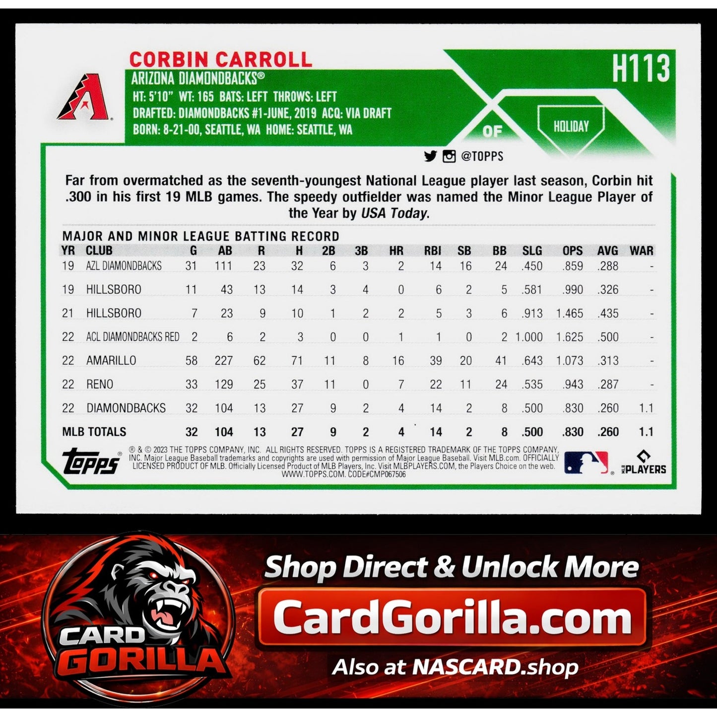 2023 Topps Holiday #H113 Corbin Carroll