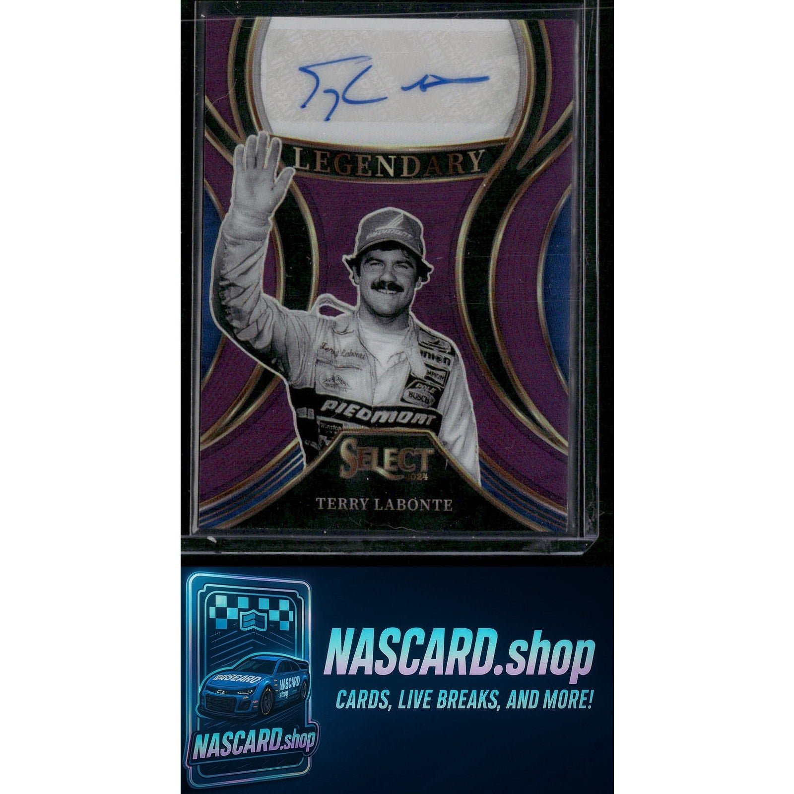 2024 Panini Select #LS-TLT Terry Labonte Legendary Signatures Purple Prizms #/35 - Card Gorilla
