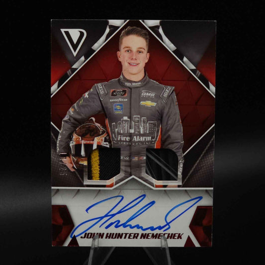 2019 Panini Victory Lane Dual Swatch Signatures Red John Hunter Nemechek /25 - NASCARD.shop