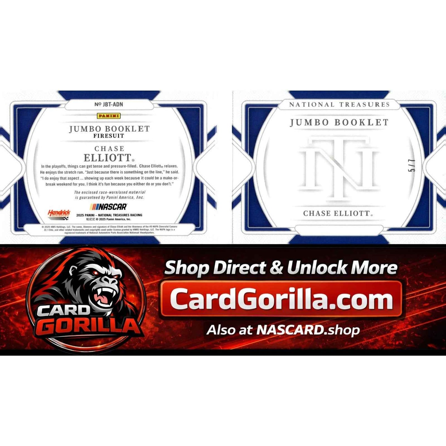 2025 National Treasures Chase Elliott Jumbo Booklet Firesuit Sponsor Logo