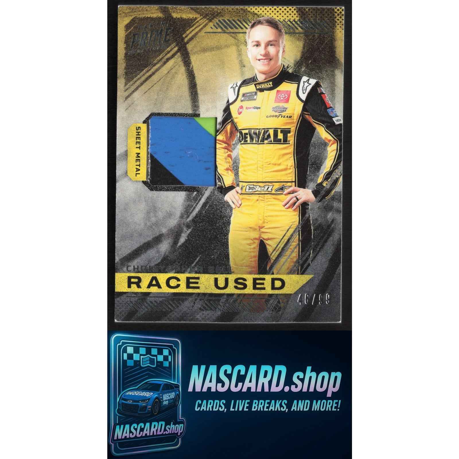 2023 Panini Prime Christopher Bell Race Used Sheet Metal #/99 Three Color