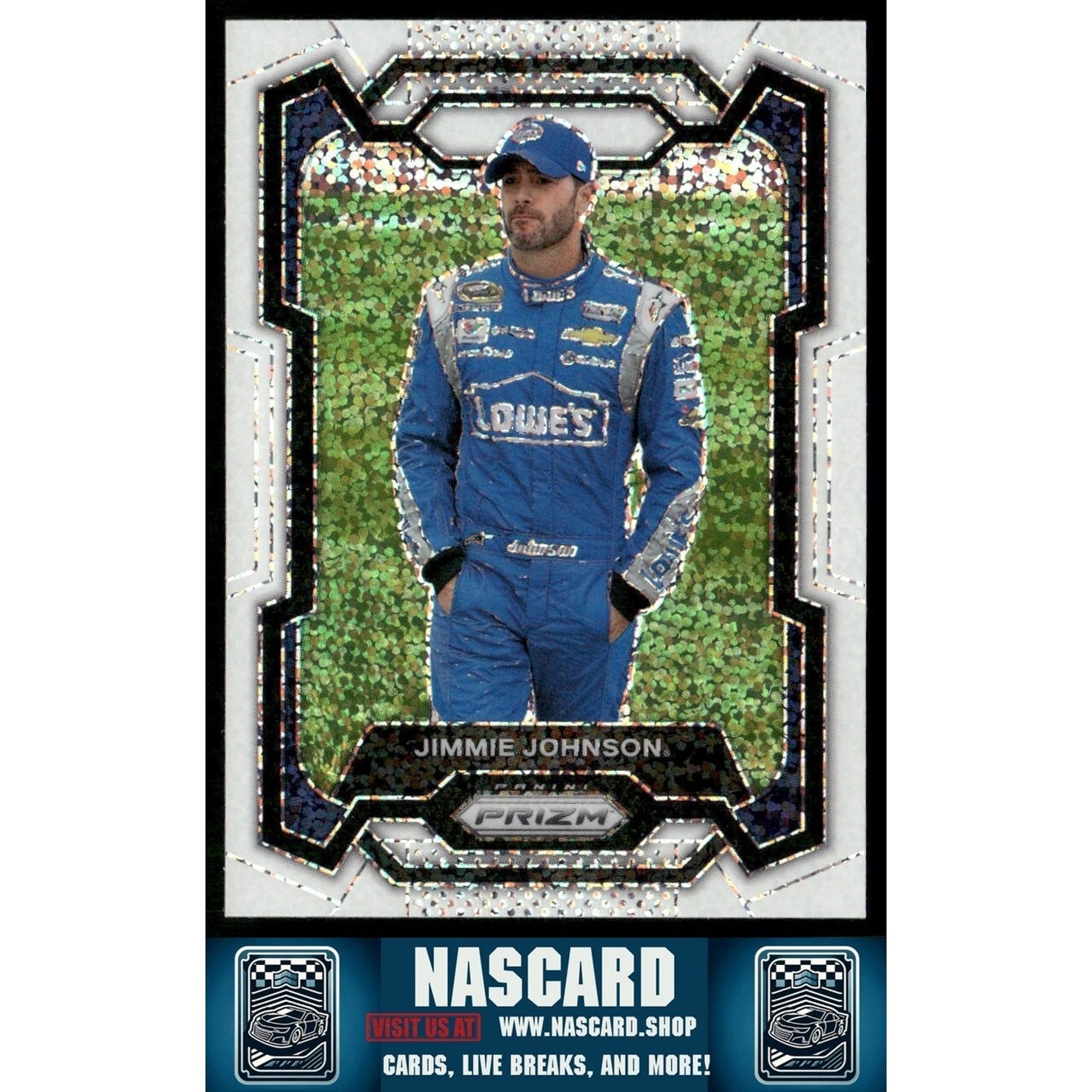 2024 Panini Prizm - Jimmie Johnson #18 White Sparkle Prizm - NASCARD.shop