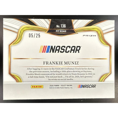 2026 Panini Select NASCAR Frankie Muniz #136 Set - Pit Road Tie-Dye Prizms 5/25