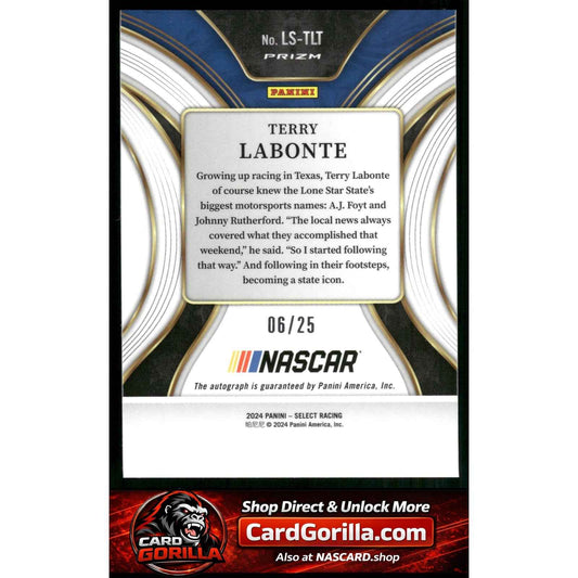 2024 Panini Select Terry Labonte Legendary Signatures Tie-Dye Prizms #/25