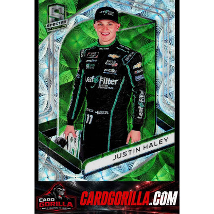 2020 Panini Chronicles #6 Justin Haley Spectra Neon Green Kaleidoscope #/49