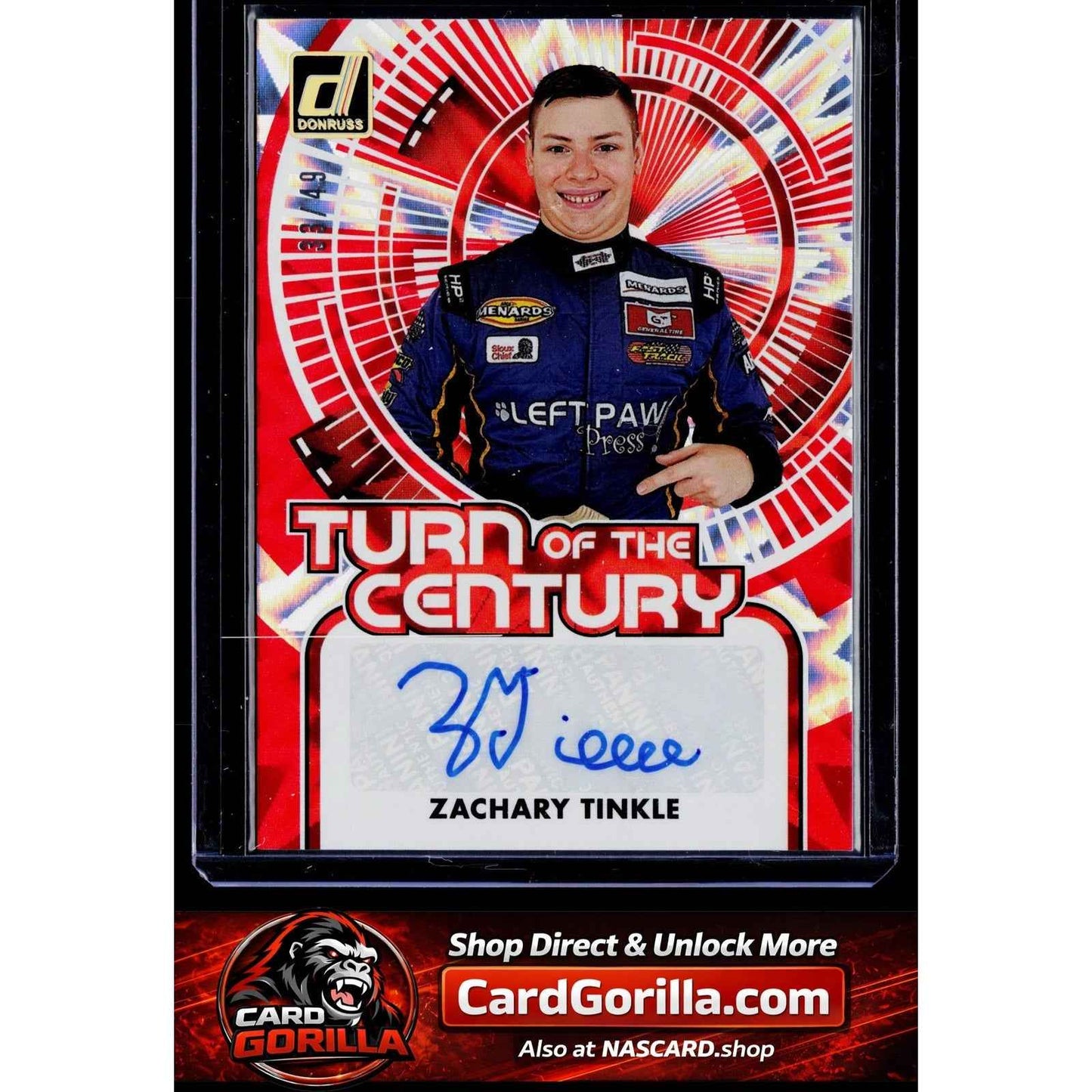 2026 Donruss #TCS-ZTL Zachary Tinkle Turn Of The Century Red Explosion #/49